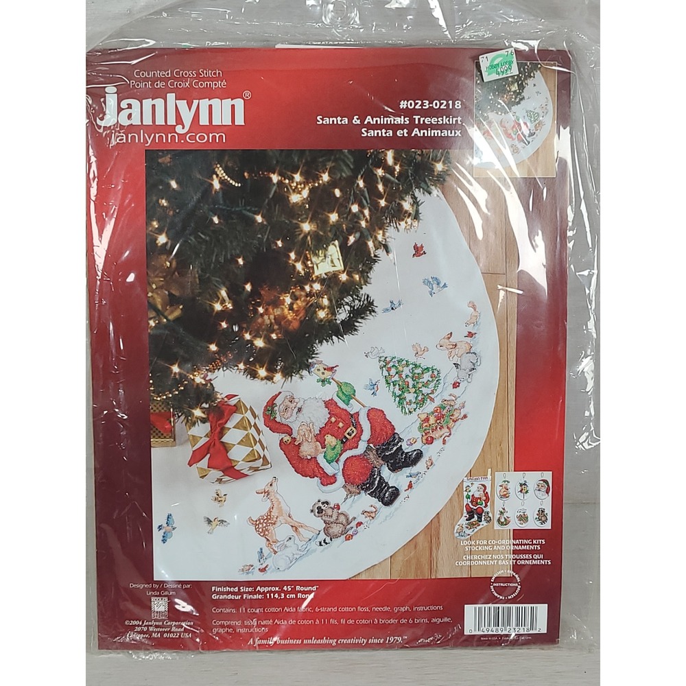 Janlynn Santa & Animals Treeskirt Counted Cross Stitch Kit 023-0218 45" Round